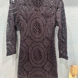 Striking Lace Dress in Navy Blue